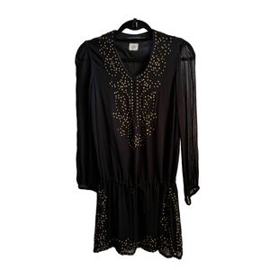 Antik Batik | Black and Brass | Embellished Grove Djebellah Dress | S / 38